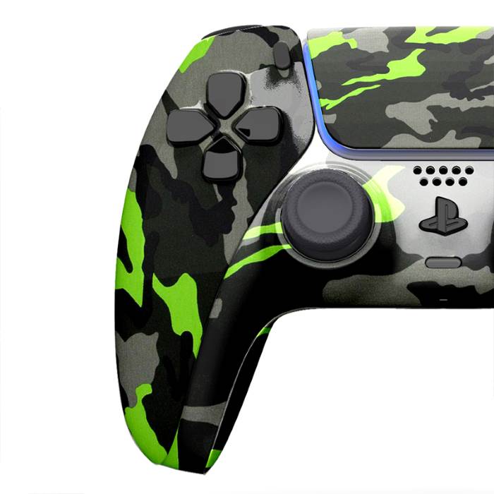 Customized Sony Dual Sense Gaming Controller For Ps5 & Ps5 Slim - Camouflage Neon Green New 2024 Design