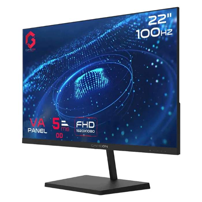 GameOn 22inch FHD 1920X1080 Gaming Monitor, 100Hz, VA Panel, Anti-glare, 5ms, 2 x HDMI, 1 x VGA, Black - GB22F100
