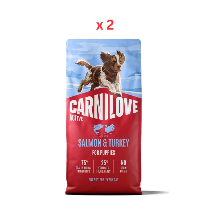 Carnilove Active Salmon & Turkey for Puppies Dry Dog Food 1.5kg Pack Of 2