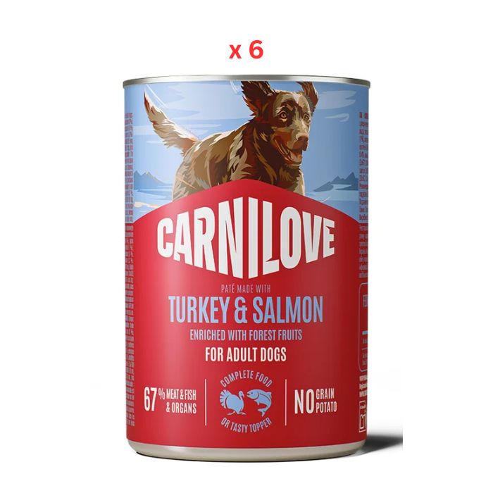 Carnilove Turkey & Salmon Pate Can Wet Dog Food 400g Pack Of 6