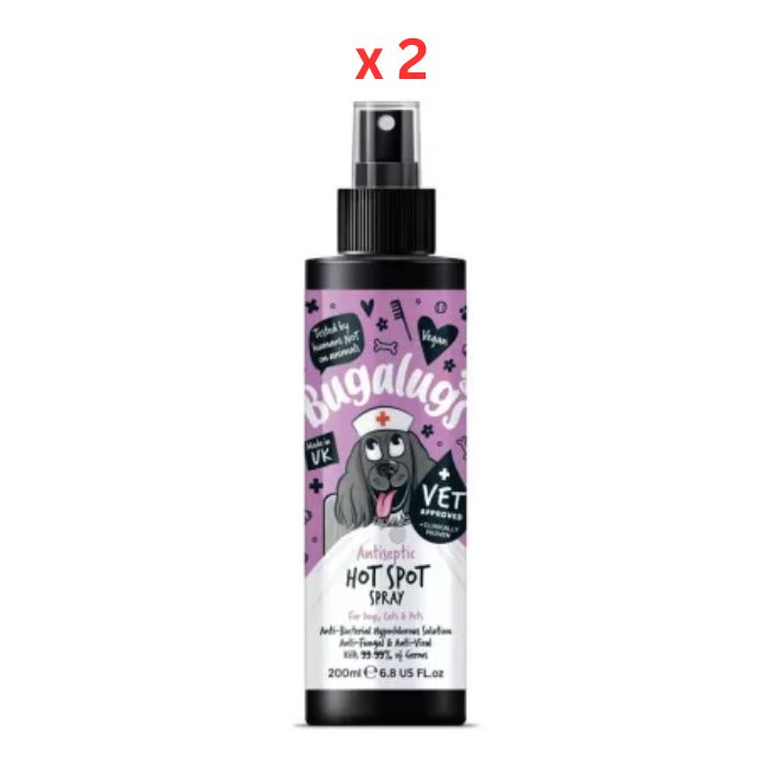 Bugalugs Antiseptic Hot Spot Spray 200ml (6.8 Fl Oz) (Pack of 2)