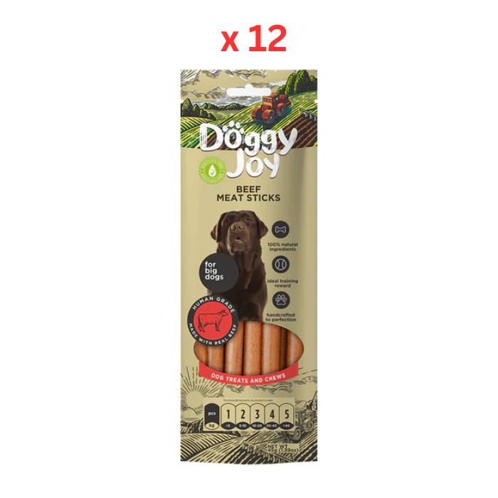 Doggy Joy Beef Meat Sticks Dog Treats 45g Pack Of 12