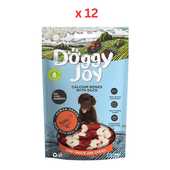 Doggy Joy Calcium Bones with Duck Puppy Treats 90g Pack Of 12