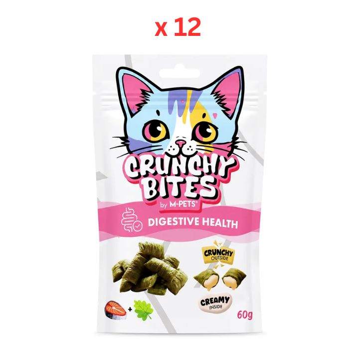 M-Pets Crunchy Bites with Function Cat Treat - Digestive Health 60g Pack Of 12