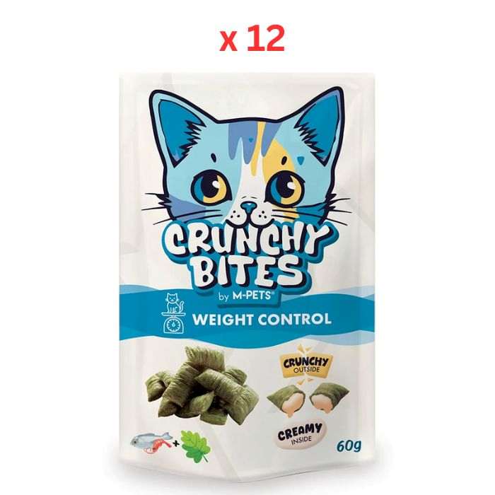M-Pets Crunchy Bites with Function Cat Treat - Weight Control 60g Pack Of 12
