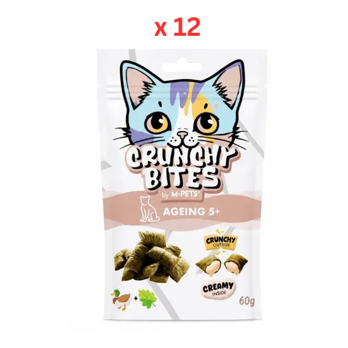 M-Pets Crunchy Bites with Function Cat Treat - Ageing 5+ 60g Pack Of 12