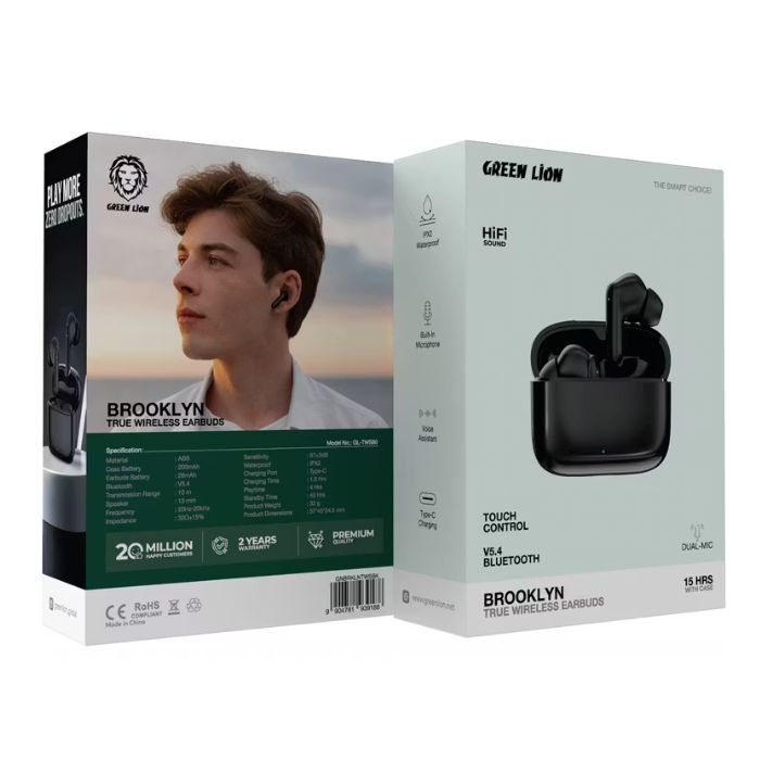 Green Lion Brooklyn True Wireless Earbuds Black