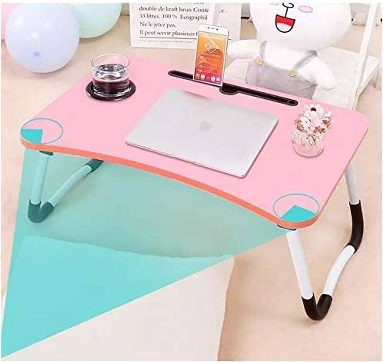 Golden Wheat Foldable Laptop Table Pink