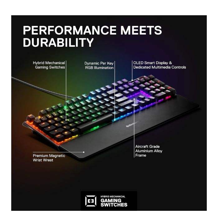 SteelSeries Apex 5 Gaming Keyboard, Hybrid Blue - 64532