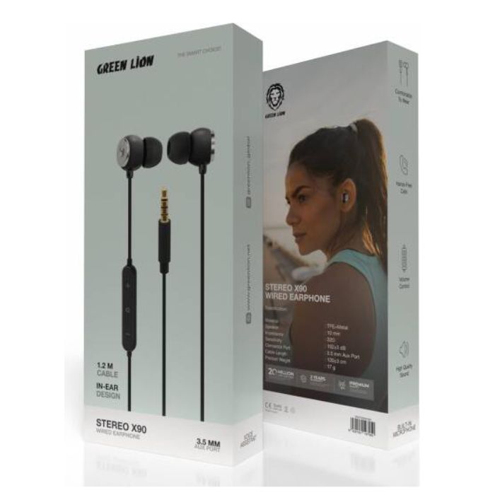 Green Lion Stereo X90 3.5 mm Wired Earphone Black