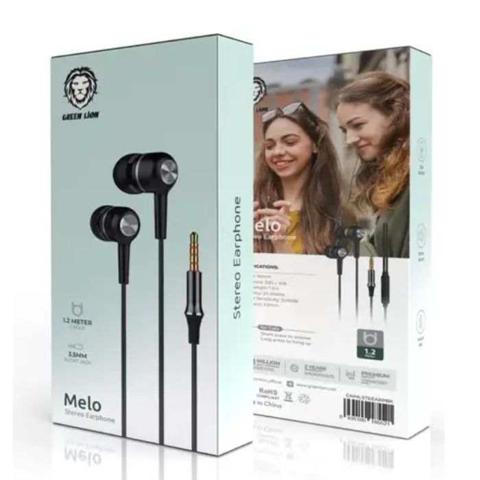 Green Lion Melo Stereo Earphone - Black