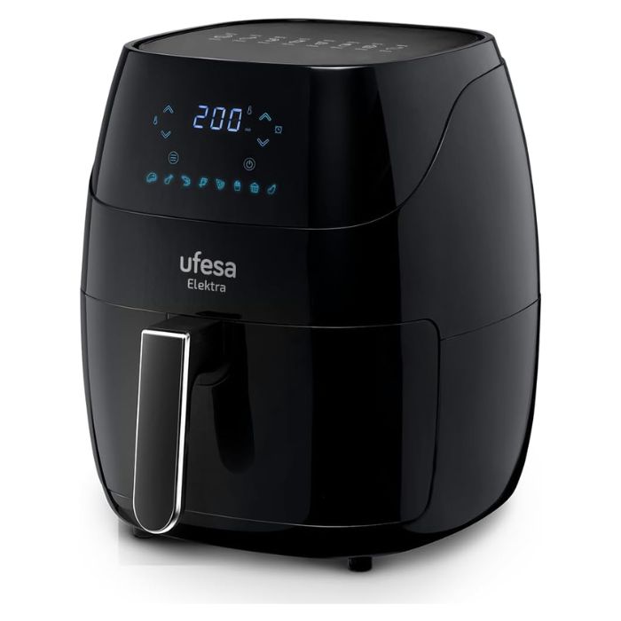 UFESA Elektra Oil Free Air Fryer, 5L, Digital Touch Control, 8 Programmes, 1500W, App With Recipe Box, Adjustable Temperature & Time, Anti-Stick Tray & Pan, Anti-Stick Tray & Pan