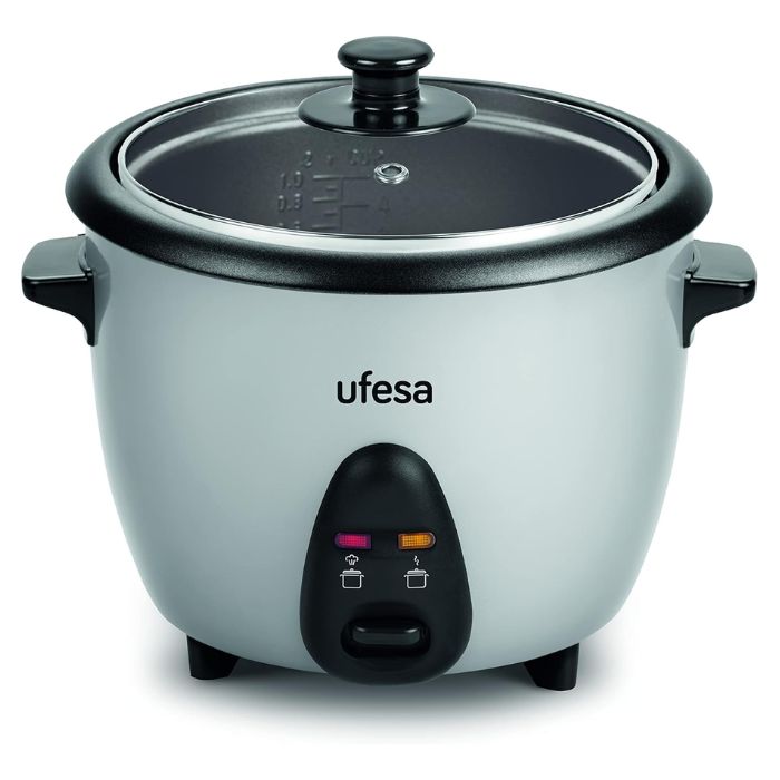UFESA AR4010 Jasmin Jasmin Rice Cooker, 1L, 400W, Glass Lid, Removable Non-Stick Cooking Tray, Measuring Cup And Spoon Included