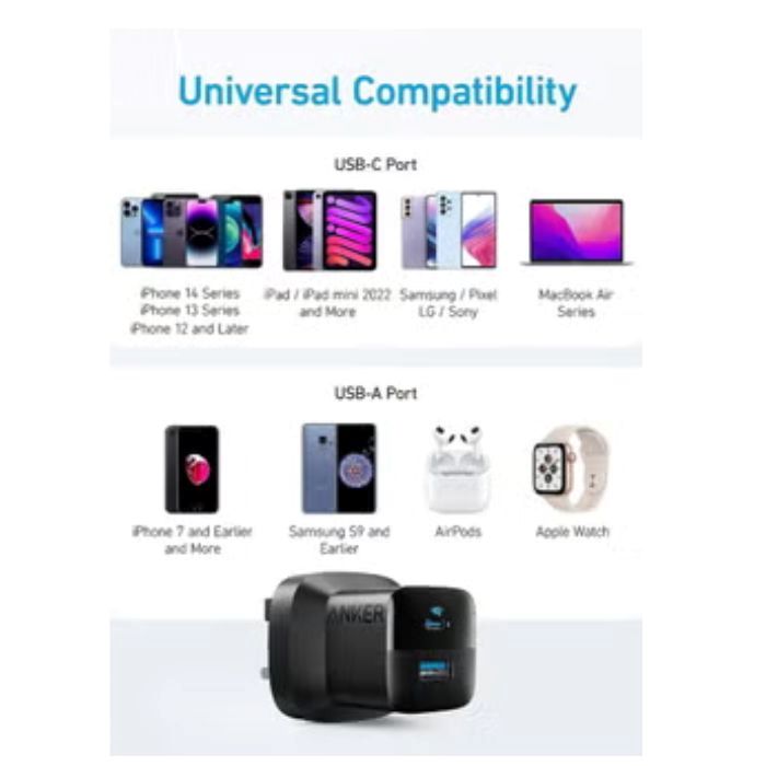 Anker 323 Charger 33W 3Ft C-C Bundle, Black - AN.B2331K11.BK