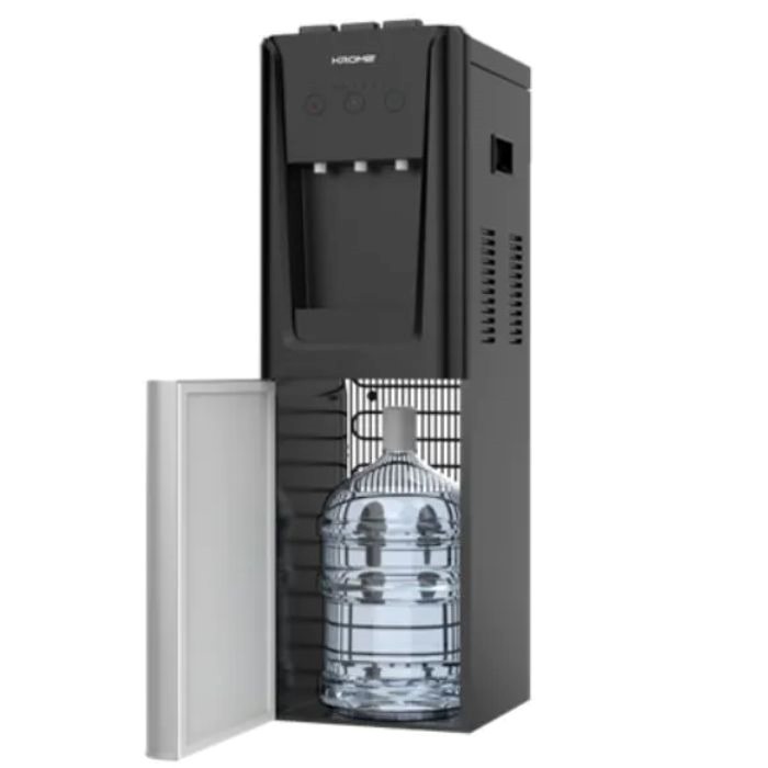 Krome Hot & Cold Water Dispenser, Standing Model, Compressor Cooling, Silver & Black Color, Top & Bottom Loading - KR-WDTBL3TW