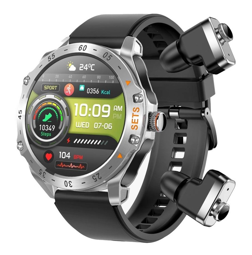 Porodo Hype Smartwatch With Earbuds- Silver