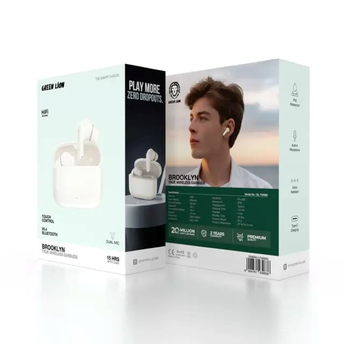 Green Lion Brooklyn True Wireless Earbuds Beige