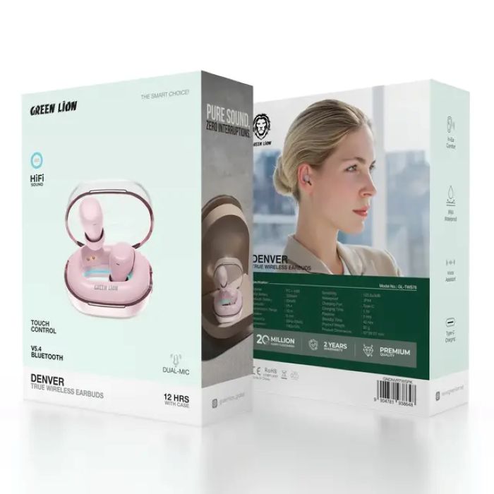 Green Lion Denver True Wireless Earbuds, Pink