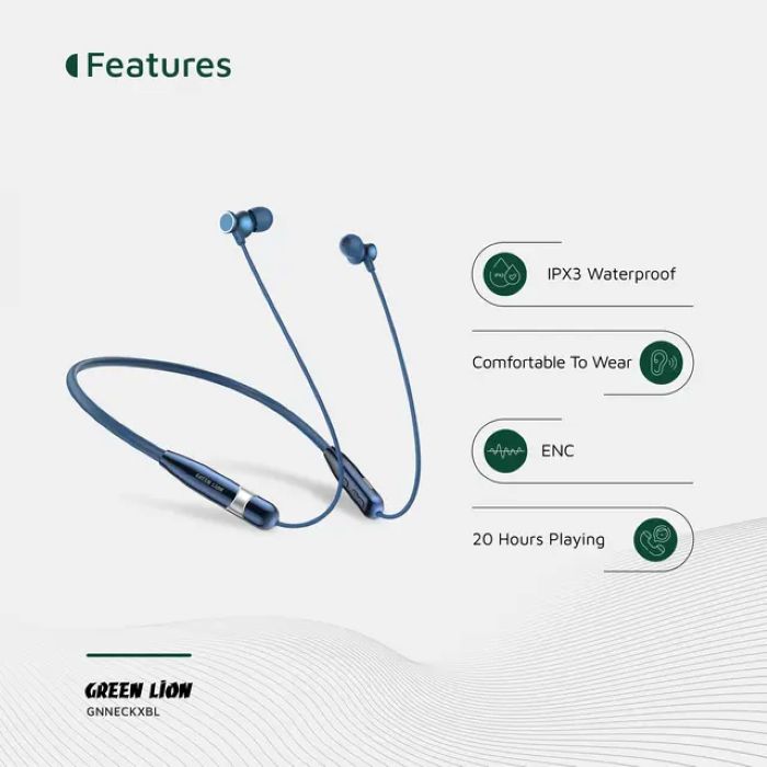 Green Lion Neck X Wireless Neckband - Blue