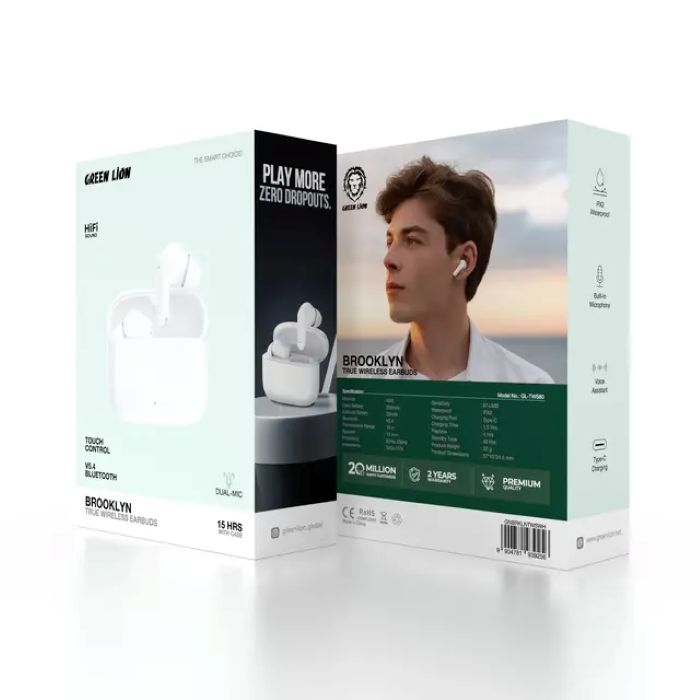 Green Lion Brooklyn True Wireless Earbuds White