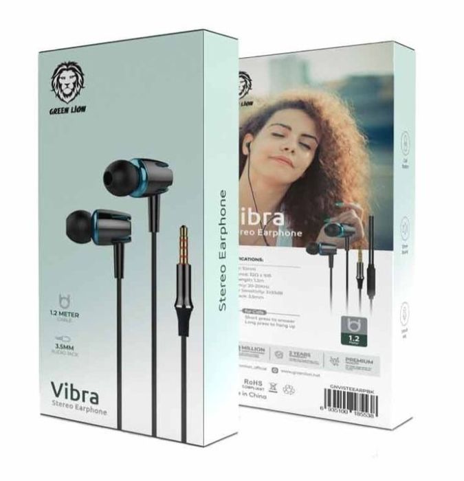 Green Lion Vibra Stereo Earphone - Black