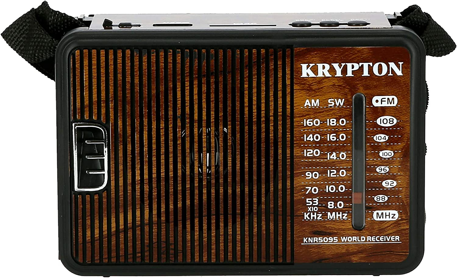 Krypton - Rechargeable Radio with Emergency Light - Brown, (KNR5095)