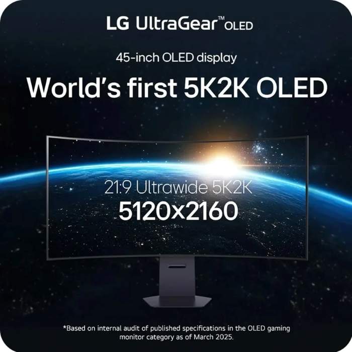 LG UltraGear 45inch WUHD 5120X2160 5K2K OLED Curved Monitor, 165Hz, Anti-glare, 0.03ms, HDMI, DP, USB-C, Adjustable Stand, Black - 45GX950A-BAMA