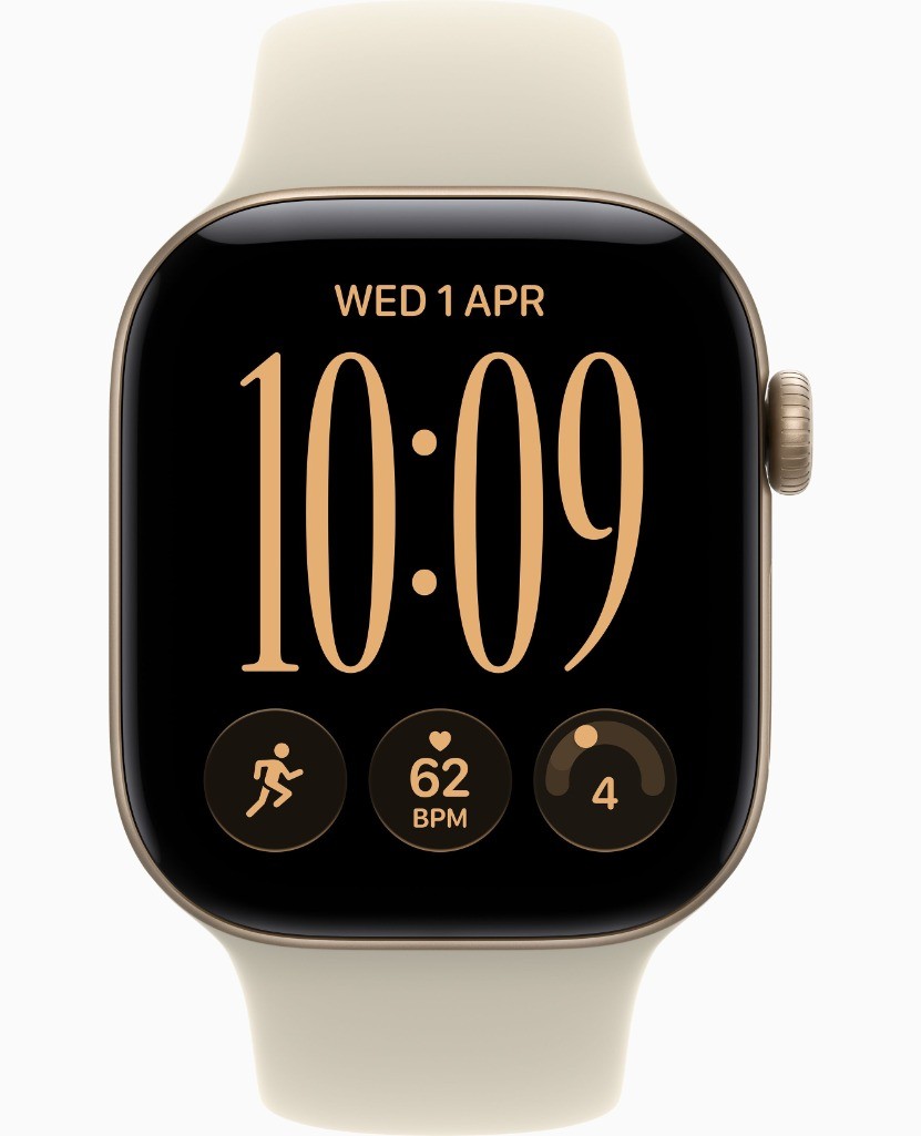 Apple Watch Series 12, GPS, 42mm, Light Gold Aluminum Case with Sand Sport Band - S/M