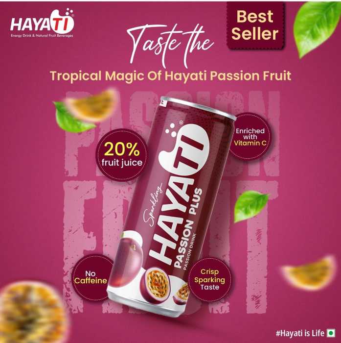 Hayati Passion Plus Sparkling Fruit Soft Drink 250ML Pack Of 24