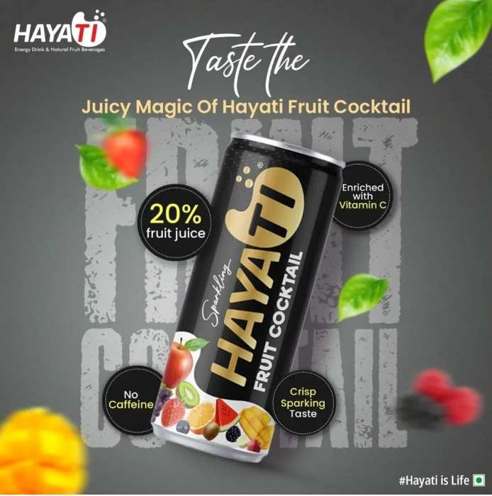 Hayati Fruit Cocktail Sparkling Fruit Juice Can Soda 250ml Pack Of 24