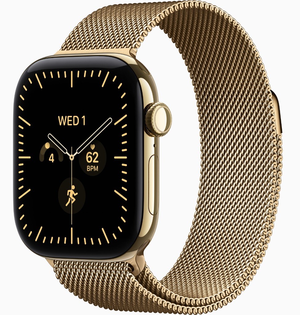 Apple Watch Series 12, GPS + Cellular, 46mm, Radiant Gold Titanium Case with Radiant Gold Milanese Loop - S/M