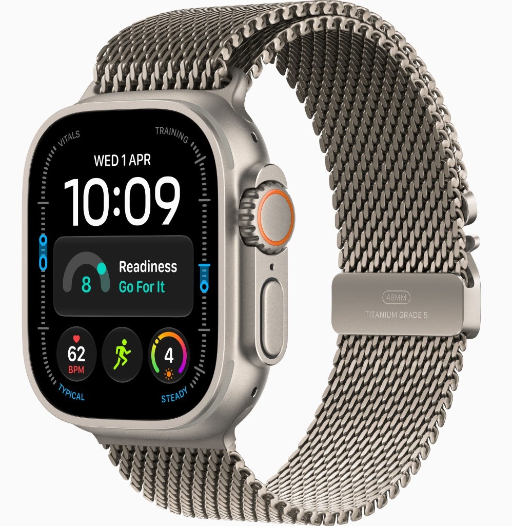 Apple Watch Ultra 4, GPS + Cellular, Natural Titanium Case with Natural Titanium Milanese Loop - M