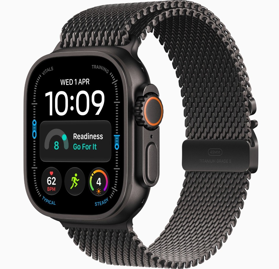 Apple Watch Ultra 4, GPS + Cellular, Black Titanium Case with Black Titanium Milanese Loop - M