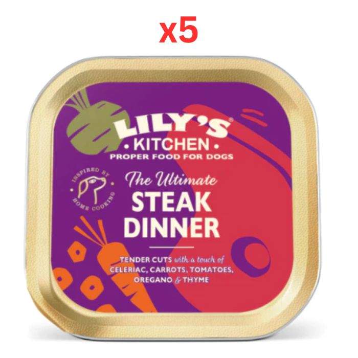 Lily's Kitchen The Ultimate Steak Dinner Wet Dog Food 150G (Pack of 5)