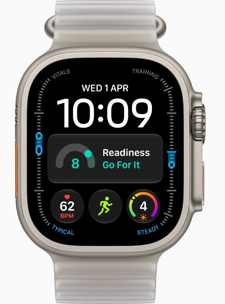 Apple Watch Ultra 4, GPS + Cellular, Natural Titanium Case with Translucent Gray Ocean Band