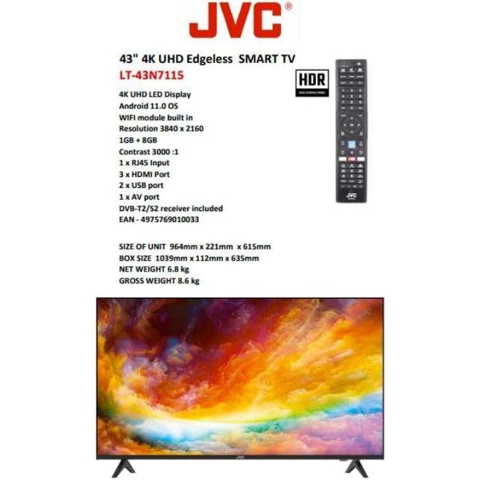 JVC 43 Inch 4K UHD Smart TV Google Play, Netflix, YouTube, WiFi Color Black Model - LT43N7115