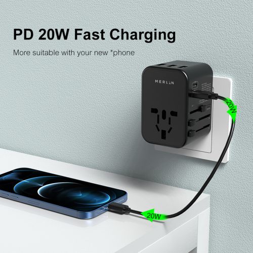 Merlin  20W PD Quick Charging World Adapter