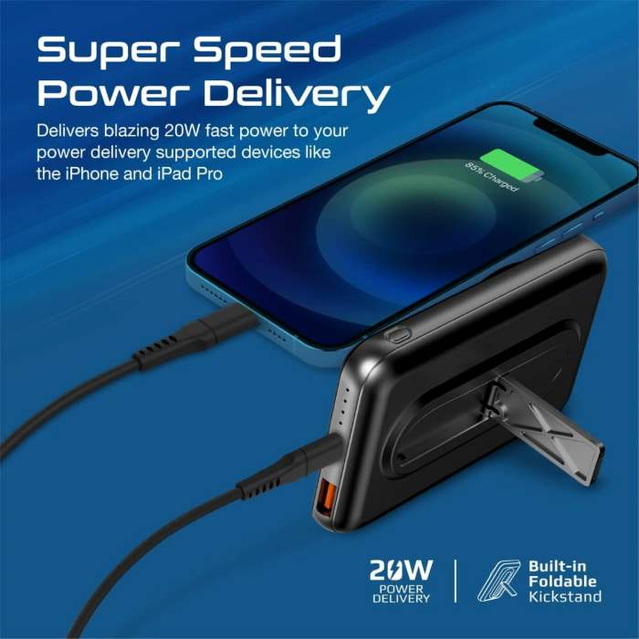 Promate Magnetic Wireless Powermag 10Pro Power Bank, Black - POWERMAG-10PRO.BLACK (UAE Delivery Only)
