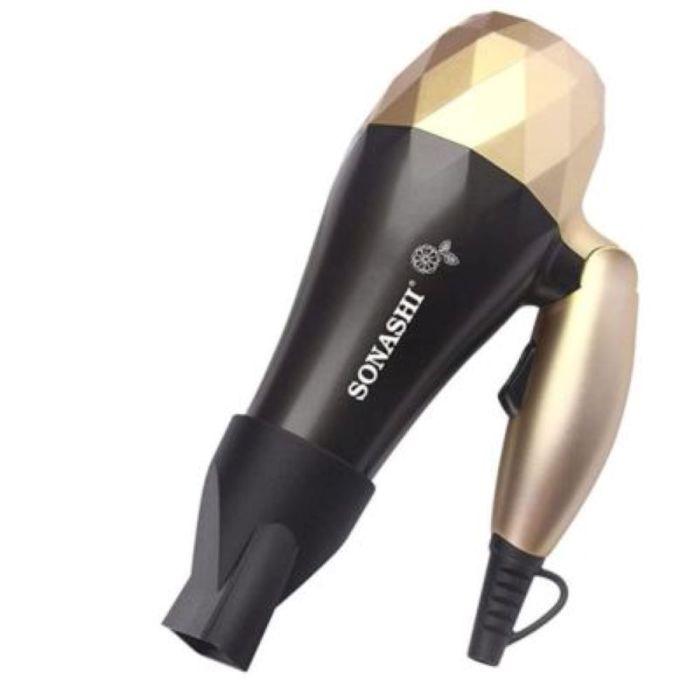 Sonashi Portable Mini Foldable Travel Hair Dryer 1200W, Gold-Black - SHD-5008