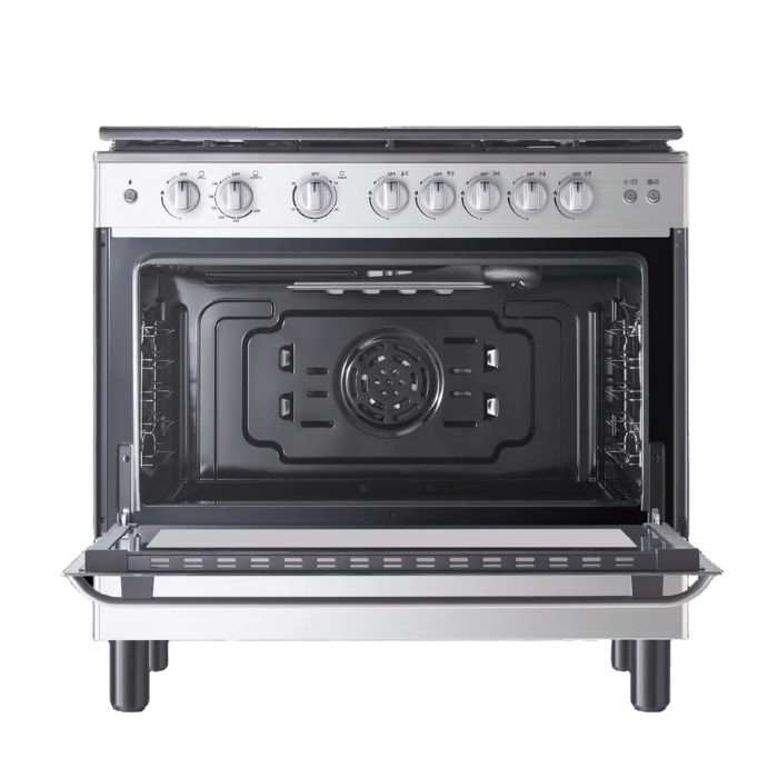 Midea 90x60cm Freestanding Cooker, Full Gas Cooking Range with 5 Burners, Automatic Ignition & Full Safety, Stainless Steel , Separate Knob for Oven & Grill MFO-MG36LE-SS