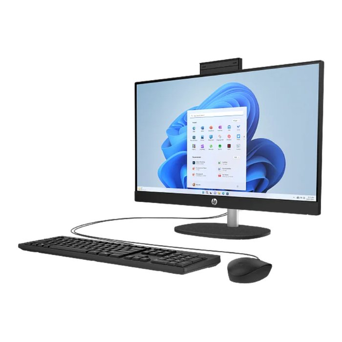 HP 23.8inch FHD IPS Display All-in-One Desktop PC, Intel Core i7-1355U Processor, 16GB RAM, 512GB SSD, DOS, Jet Black, English Keyboard & Mouse - D75E2EA-ENG
