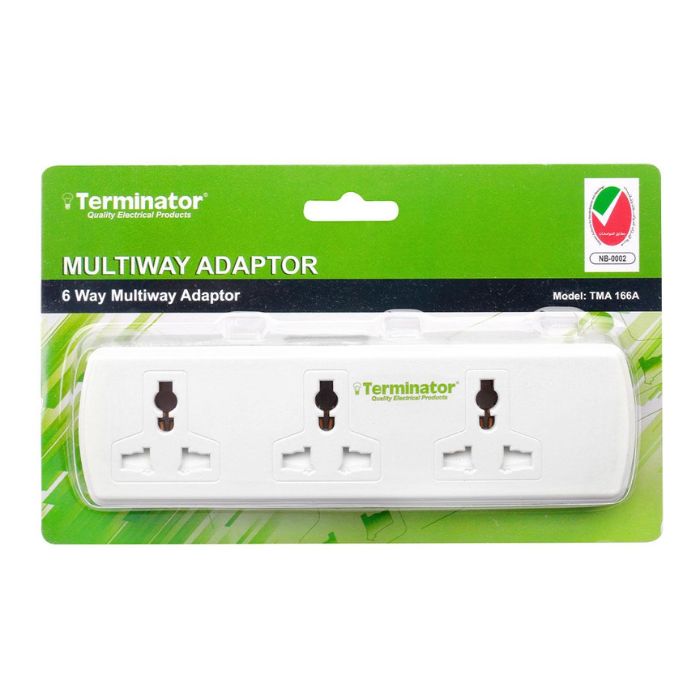 Terminator  6 Way Universal T Socket Multi Adaptor  TMA166A