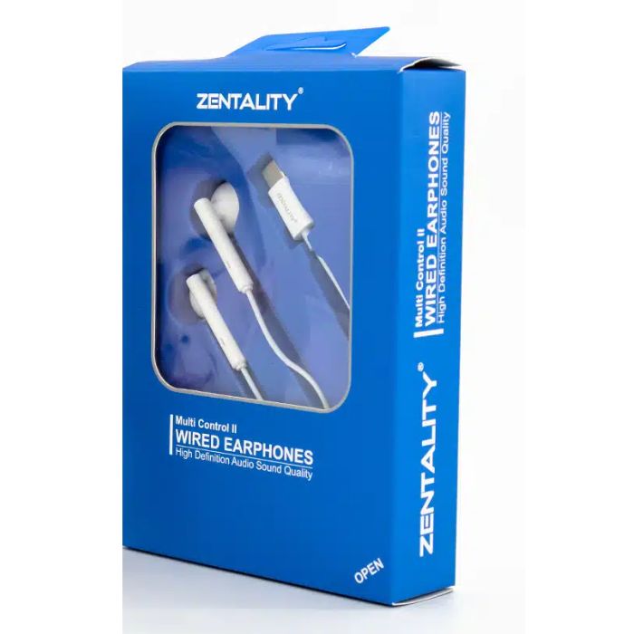 Zentality E-13 Wired Earphone with Type-C Connector High Defination Audio Sound Quality Multi Control II - White