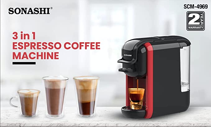 Sonashi 3 in 1 Multifunction Espresso Coffee Machine, (SCM-4969)