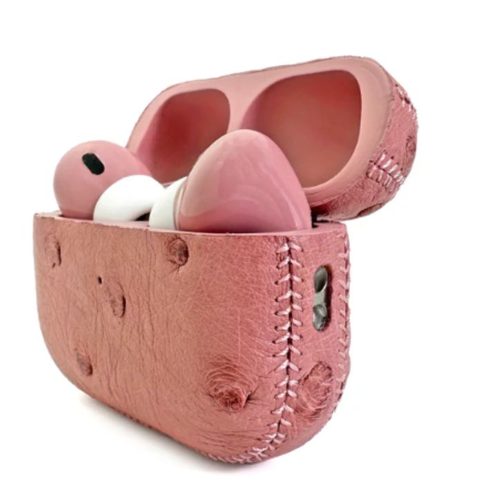  Customized  Apple AirPods Pro 3 Leather Ostrich Pink 