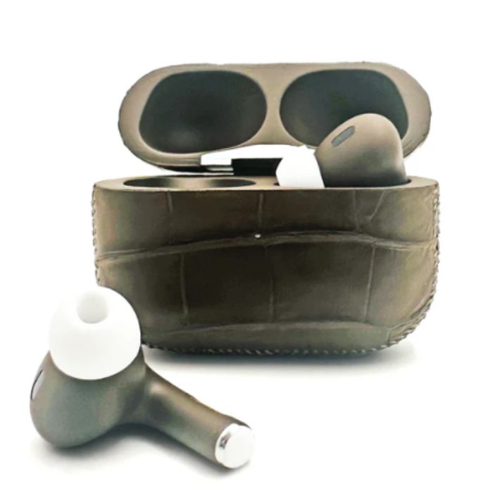 Customized  Apple AirPods Pro 3 Leather Alligator Olive Green