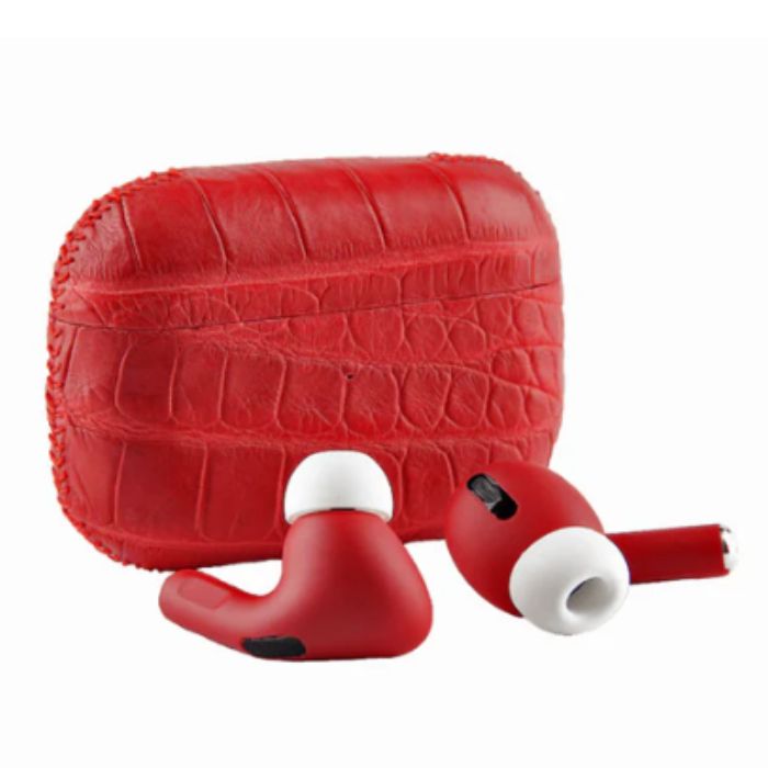 Customized  Apple AirPods Pro 3 Leather Alligator Red 