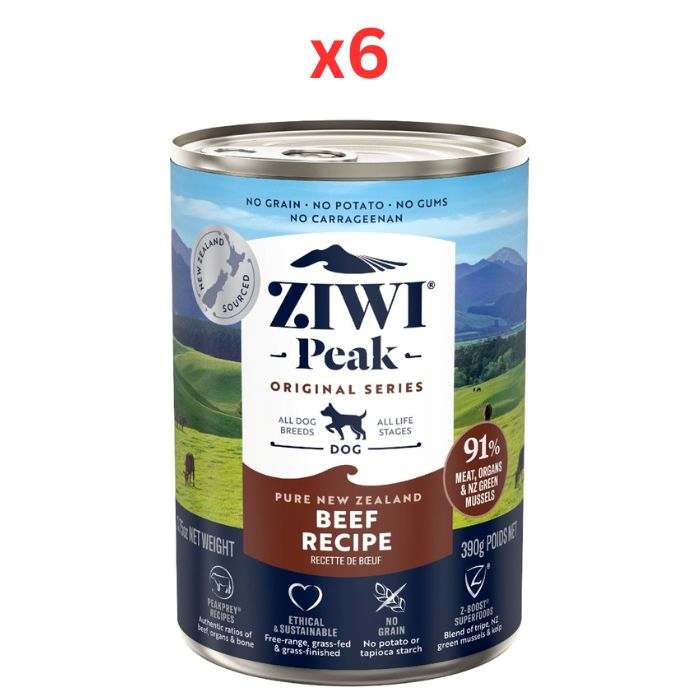 Ziwi Peak Beef Recipe Wet Dog Food 390G (Pack Of 6)