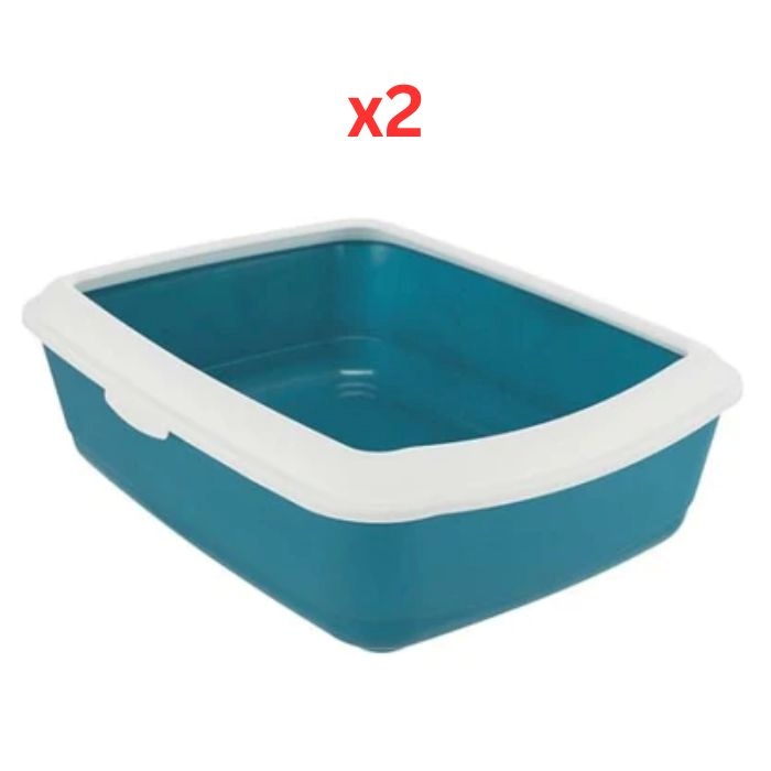 Trixie Classic Cat Litter Tray With Rim Petrol 37X15X47cm (Pack Of 2)