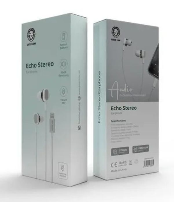 Green Lion Echo Stereo Earphones - White